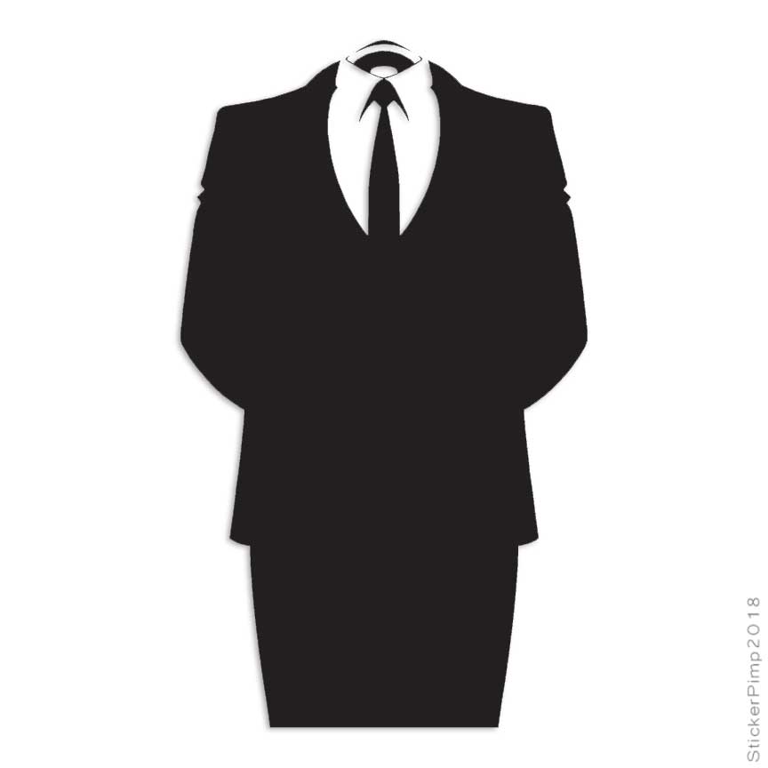 Anon Anonymous Suit, Vinyl Decal Sticker, Multiple Colors & Sizes